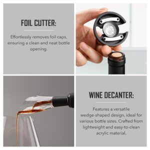 Electric Wine Bottle Opener - Wine Gift Set with Foil Cutter, Wine Aerator Pourer, Wine Decanter, Wine Preservation Stoppers - Corkscrew Bottle Opener - Rechargeable Wine Saver - Wine Tasting Set