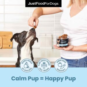 JustFoodForDogs Calming Supplement for Dogs Soft Chew to Support Stress and Anxiety, Melatonin, Relaxation Aid, Human-Grade Ingredients - 45 Count