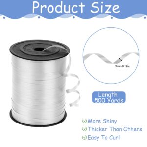 White Curling Ribbon Silk Balloon String Ribbon Decor Ribbons for Gift Wrapping Gift Wrap Ribbon Florist Flower Ribbon Thin Ribbon for Baby Shower Graduations Christmas Party Accessories(500 Yards)