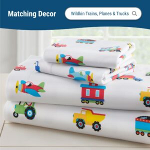 Wildkin Kids 2-Pack 100% Cotton Pillowcases for Boys & Girls, Soft and Breathable Fabric Pillow Kids Pillowcase, Fits Standard Size Pillow (20 x 30 Inches) - Trains, Planes & Trucks