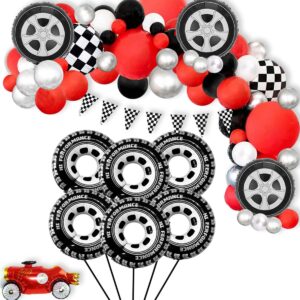 30 Inch Wheel Balloons, Race Car Tire Balloons, Racing Cars Wheels Theme Birthday Party Decorations Supplies for Men and Boys 6Pcs