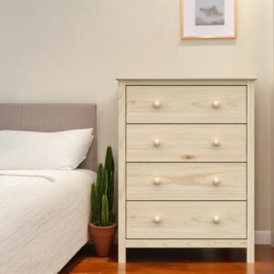 From the Tree Furniture Chest 4 Drawer 30" Solid Wood Unfinished - Ample Storage with Beach Charm for Any Space