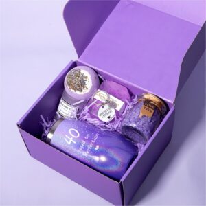 40th Birthday Gifts Women, 40th Birthday Gift Set for Women, Purple, 40th Happy Birthday Gifts for Women, Idea 40th Gift Set for Best Friends Female Women Sister Mom Aunt Wife Coworker Bestie BFF