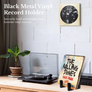 Tideme Vinyl Record Storage Holder, Black Metal Vinyl Record Display Stand, Metal Album Storage for Vinyl Records