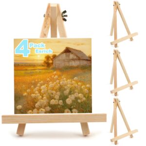 4pcs 9 inch wood easels, tripod, painting party easel, kids student tabletop easels for painting, easel stand for painting canvases, portable canvas photo picture sign holder.