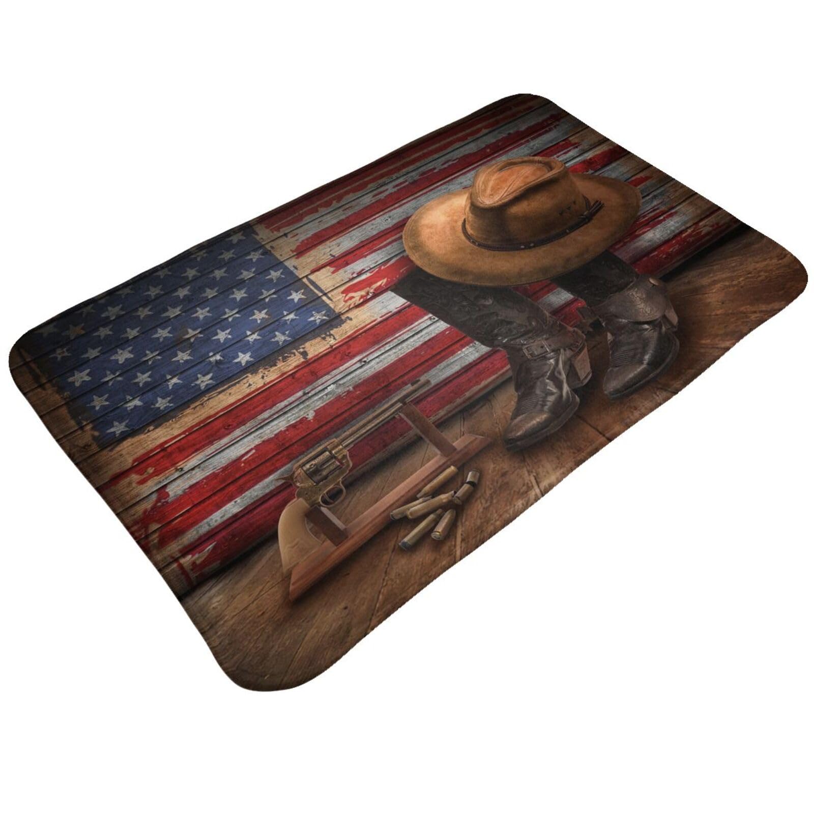 American Western Cowboy Carpet Playmat Rug 20"X32",Non-Slip Soft Living Dining Room Rug for Front Door Entrance Outside Doormat