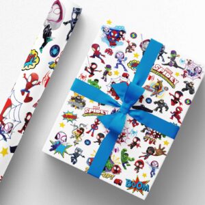 5 Pcs Spidey Wrapping Paper Spidey and His Amazing Friends Gift Wrap Bulk Art Paper Folded Flat for Baby Shower Spidey and His Amazing Friends Birthday Party Decorations Wedding DIY Crafts Gift