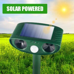 2024 Upgraded Solar Animal Repeller with Motion Sensor Ultrasonic Cat Repellent Outdoor Solar Deer Repellent Devices Skunk Repellent to Scare Squirrel Raccoon Rabbit Coyote Deterrent Out of Yard