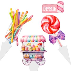 48Pcs Lollipop Cupcake Toppers Candyland Party Decorations Candyland Lollipop Cupcake Decorations Sweet Candy Cake Topper for Candyland Themed Birthday Baby Shower Supplies