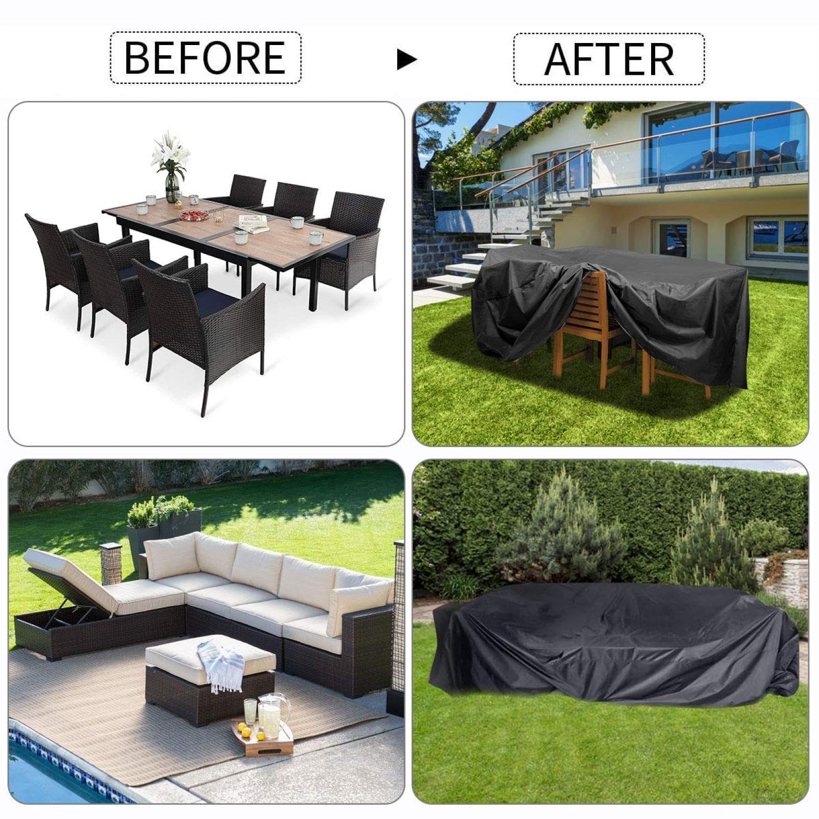 Outdoor Furniture Cover Waterproof/Patio Table and Chair Covers 150x110x28in /LxWxH Waterproof Patio Furniture Covers Outdoor Waterproof Table Covers Anti-UV Outside Sectional Sofa Set Covers