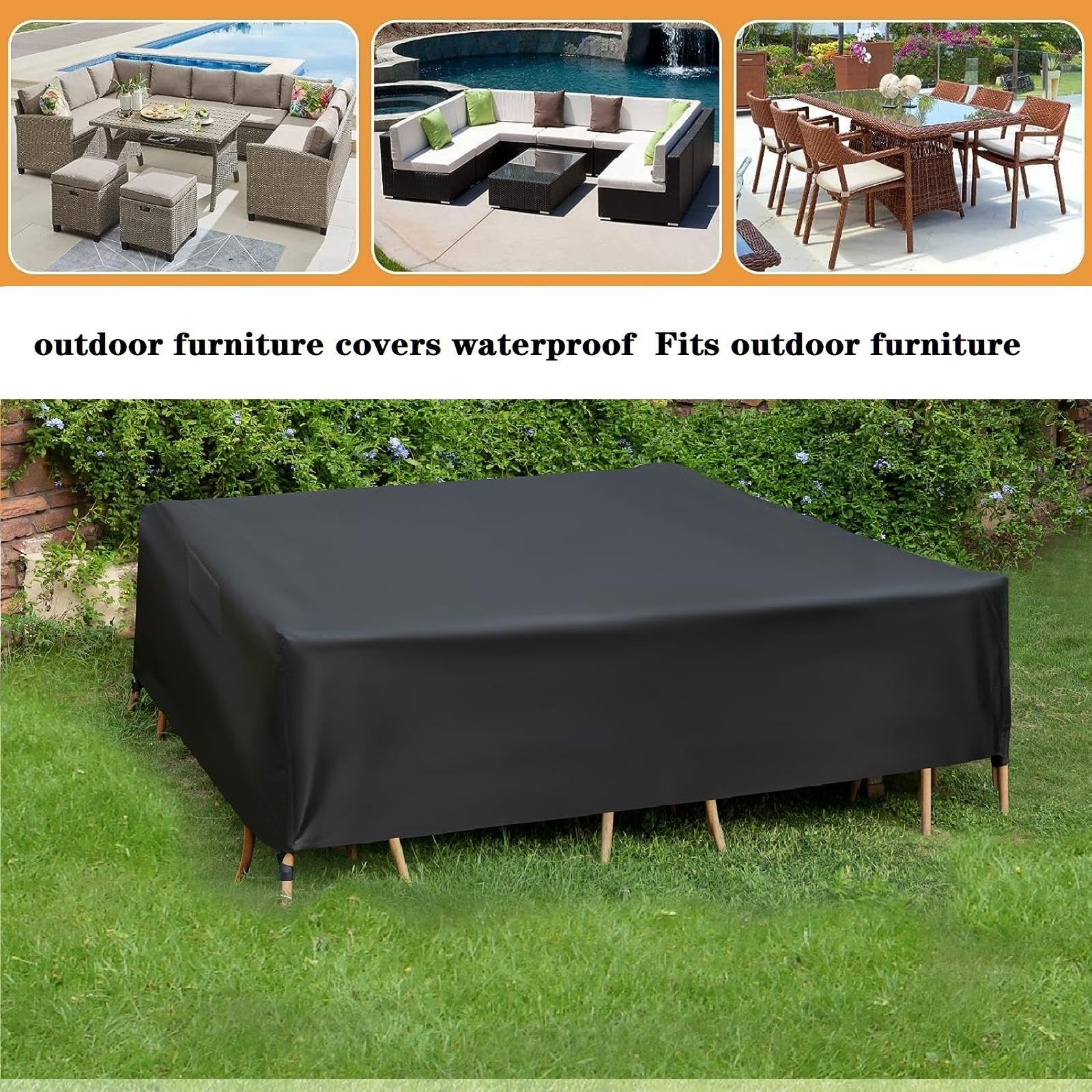 Outdoor Furniture Cover Waterproof/Patio Table and Chair Covers 150x110x28in /LxWxH Waterproof Patio Furniture Covers Outdoor Waterproof Table Covers Anti-UV Outside Sectional Sofa Set Covers