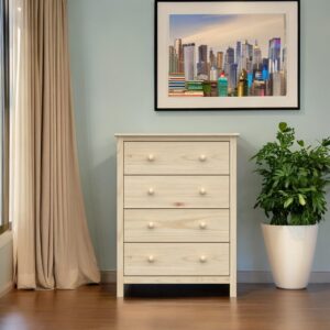 From the Tree Furniture Chest 4 Drawer 30" Solid Wood Unfinished - Ample Storage with Beach Charm for Any Space