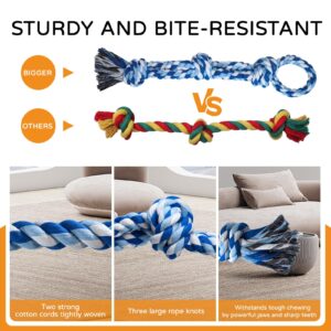 TLAZZ 2 Pack Dog Rope Toys for Medium Large Breed, Nearly Indestructible Dog Chew Toys for Aggressive Chewers, Teeth Cleaning Chew Toys, Dog Tug Toy for Boredom, Dog Rope Toy for Aggressive Chewers