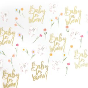 BABY Shower Script Table Confetti - Baby In Bloom Confetti Shower Decor, Floral Bodysuit Scatter Confetti, Flower Baby Gender Reveal Party Decorations, Glitter Confetti Photo Props (BABY GIRL PINK)