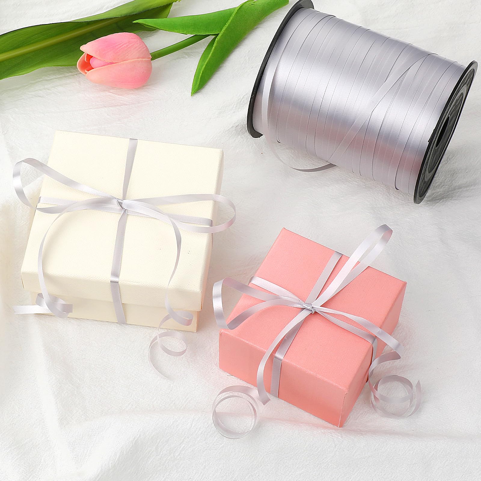 White Curling Ribbon Silk Balloon String Ribbon Decor Ribbons for Gift Wrapping Gift Wrap Ribbon Florist Flower Ribbon Thin Ribbon for Baby Shower Graduations Christmas Party Accessories(500 Yards)