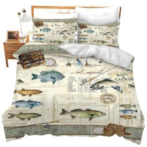 jerkboo fishing bedding set fishing duvet cover twin full queen king size comforter cover for kids adults men women fishing theme quilt cover decorative soft bedding set with 2 pillowcases