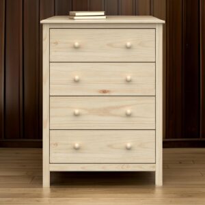 From the Tree Furniture Chest 4 Drawer 30" Solid Wood Unfinished - Ample Storage with Beach Charm for Any Space