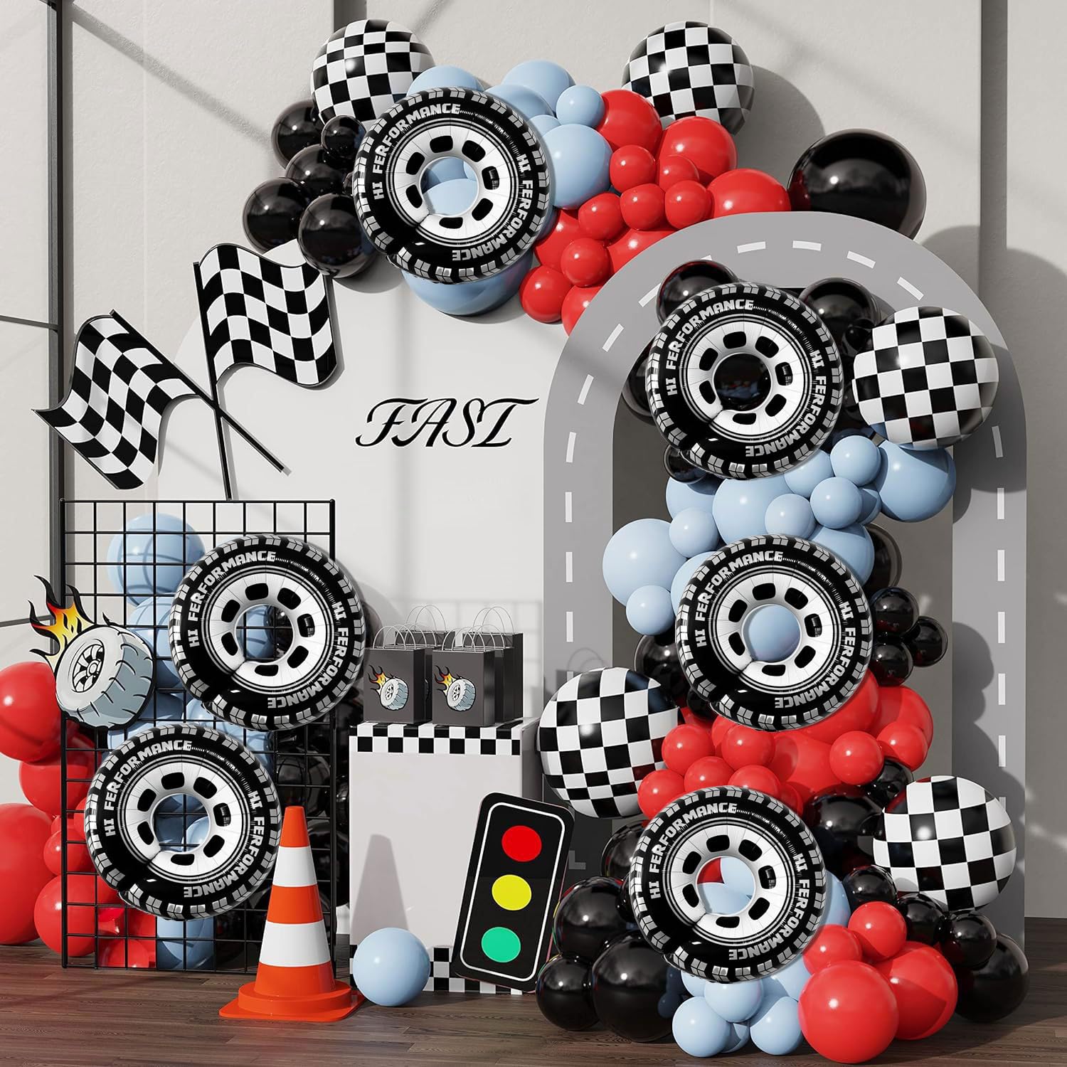 30 Inch Wheel Balloons, Race Car Tire Balloons, Racing Cars Wheels Theme Birthday Party Decorations Supplies for Men and Boys 6Pcs