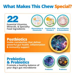 5Strands Dog Multivitamin Chews, 10-in-1, Vitamins & Postbiotics, All Ages & Breeds - Digestion, Brain, Organs, Heart, Mobility, Vision, Skin & Coat, Immunity - Dog Supplement (Peanut Butter, 90ct)