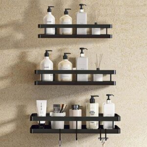 kikunum shower caddy shelf organizer rack,bathroom shower organizers,self adhesive black bathroom shelves basket, home wall shower inside organization