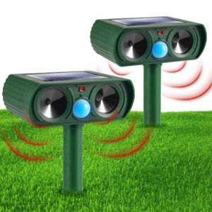 4 Pack Solar Animal Repellent Ultrasonic Cat Repellent Outdoor Deer Repellent Devices with Motion Sensor Animal Deterrent Solar Animal Repeller Keep Squirrel Rabbit Raccoon Skunk Out of Yard(Green)