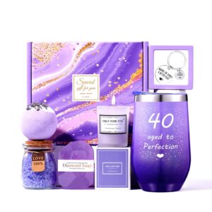 40th birthday gifts women, 40th birthday gift set for women, purple, 40th happy birthday gifts for women, idea 40th gift set for best friends female women sister mom aunt wife coworker bestie bff