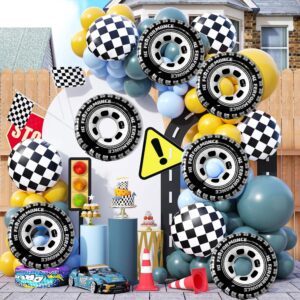 30 Inch Wheel Balloons, Race Car Tire Balloons, Racing Cars Wheels Theme Birthday Party Decorations Supplies for Men and Boys 6Pcs