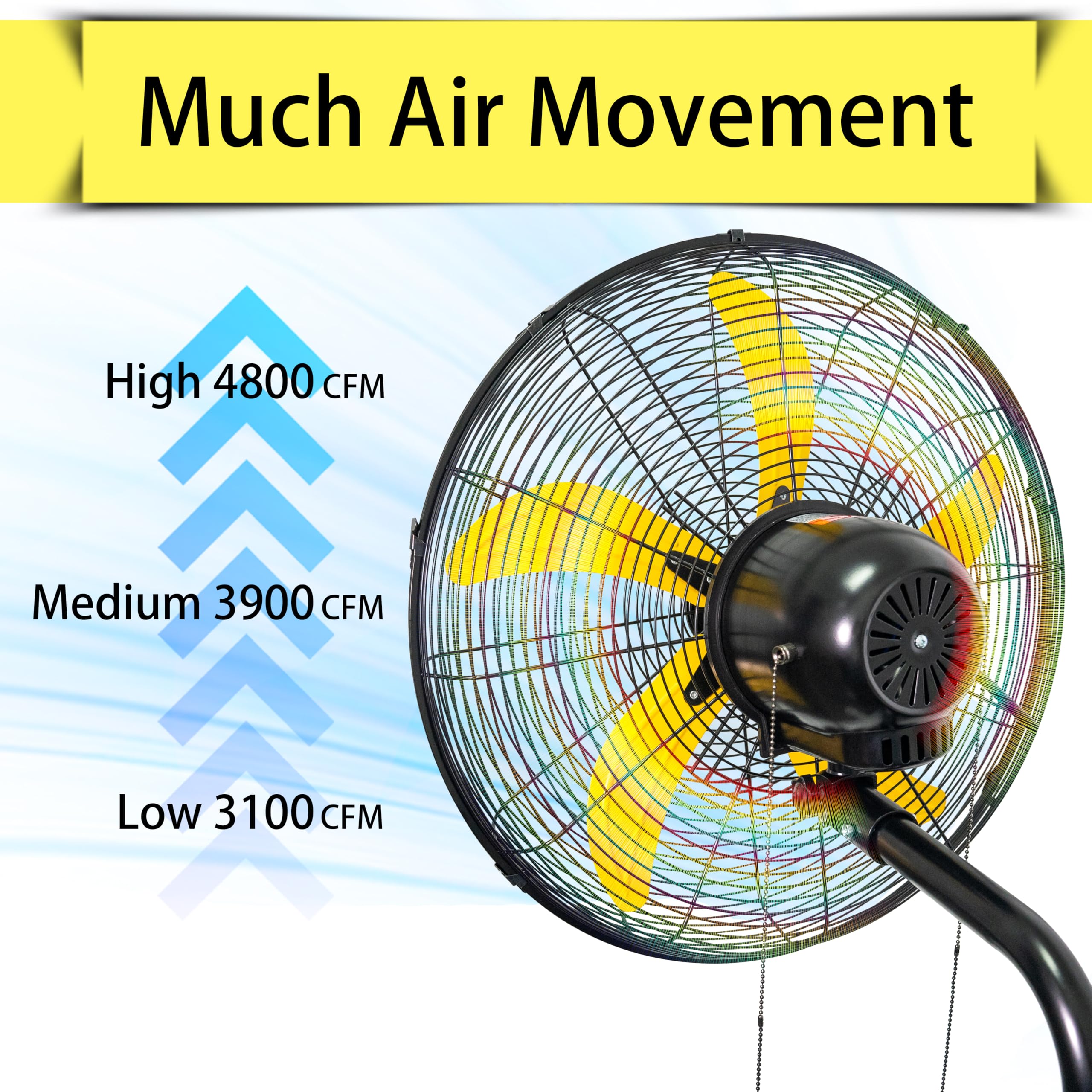 HiCFM 20" Oscillating Wall Fan, 4800 CFM High Velocity Industrial Wall Mounted Heavy Duty Shop Fans with 3 Speed Settings 80° Oscillation for Commercial Garage Warehouse workshops Factory