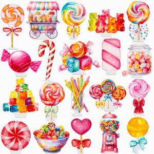 48pcs lollipop cupcake toppers candyland party decorations candyland lollipop cupcake decorations sweet candy cake topper for candyland themed birthday baby shower supplies