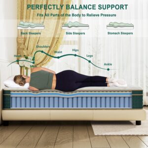 JEEKEA Full Size Mattress in a Box - 10 Inch Full Size Memory Foam Mattress - Hybrid Mattress Full for Back Pain Relief - Medium Firm Full Bed Mattress with Motion Isolation & Strong Edge Support