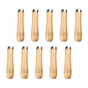 10pcs brown wooden file handle with strong metal collars, 5pcs large wood handle for 10"-12" file and 5pcs medium wooden handle for 6"-8" file, screwdriver hand drill file handle cutting tool craft