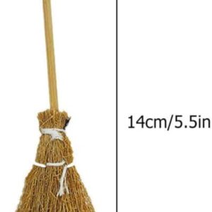 5Pcs Witch Broom Witch Broom Artificial Mini Broom Miniature Broom Props Mini Straw Broom Fairy Micro Landscape Decoration Witch Broomstick Cinnamon Broom Sweeping