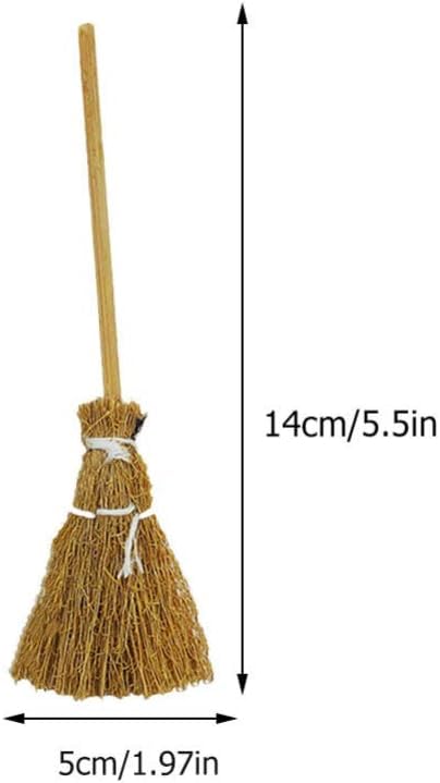 5Pcs Witch Broom Witch Broom Artificial Mini Broom Miniature Broom Props Mini Straw Broom Fairy Micro Landscape Decoration Witch Broomstick Cinnamon Broom Sweeping