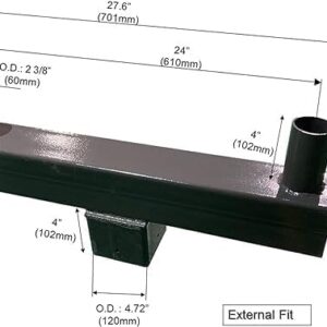 Bullhorn with 2 Tenons, Square Base Bullhorn Tenon Adapter for 2 Lights, Top Mount Bracket for 2 3/8" Slip Fitter Mount Parking Lot Street Light (Square Base - 2 Pack)