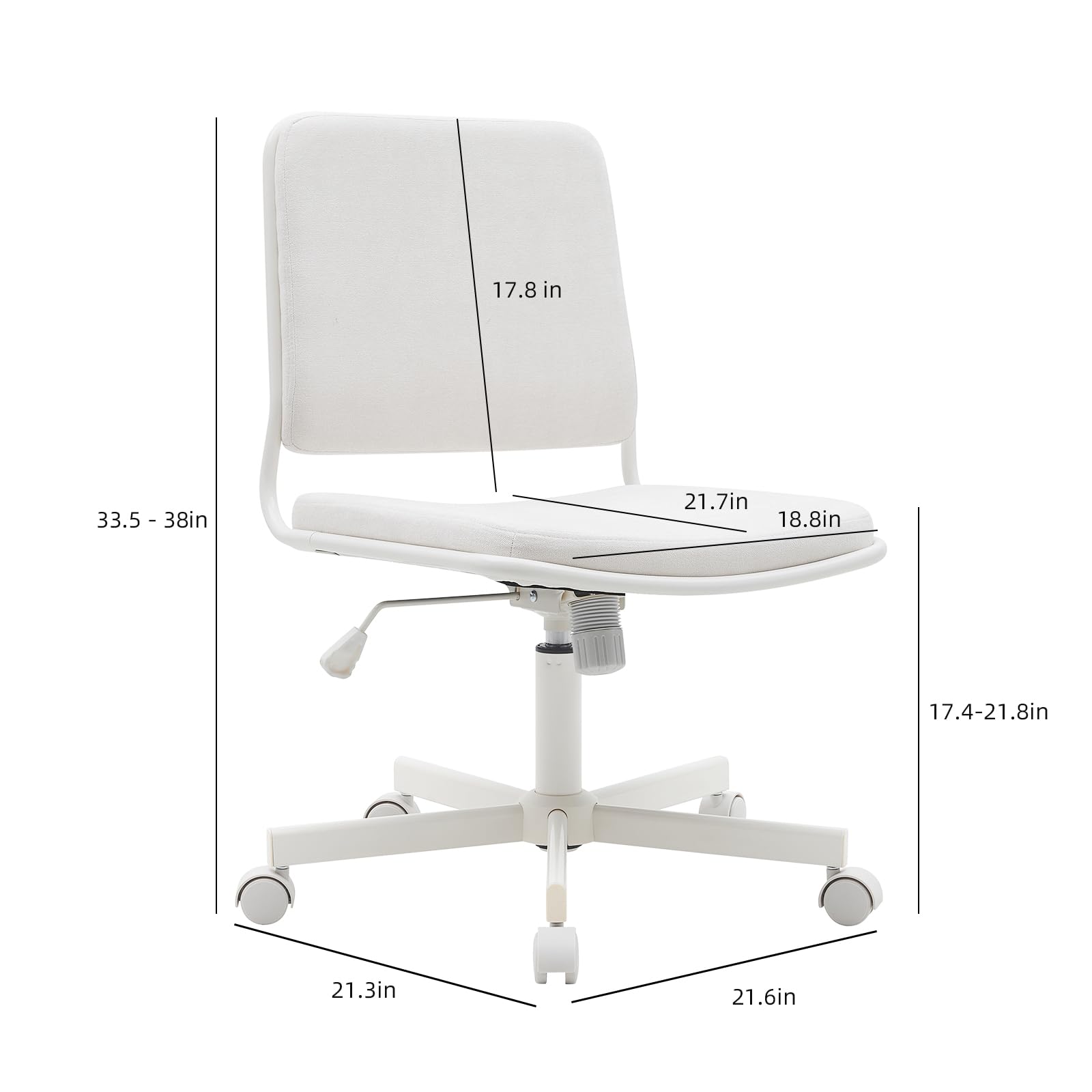 Hoxne Adjustable Ergonomic Office Chair with Lumbar Support, Breathable Polyester Cloth Fabric Padded Seat Backrest, Heavy-Duty Swivel Castersfor Home and Office Use - Beige