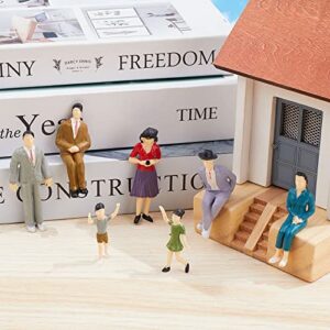 Namalu 14 Pcs 1: 25 Scale Miniature People Figurines Mini Architectural Plastic Figurines Dollhouse People Mini People Figures Painted Standing and Seat People for Miniature Scenes