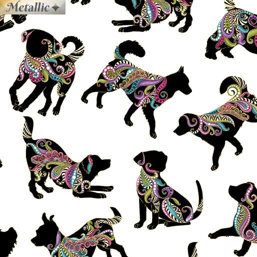 Generic Benartex Dog On It by Ann Lauer 6255M 09 White Hot Diggity Small Dogs w/Metallic Fabric, Mixed