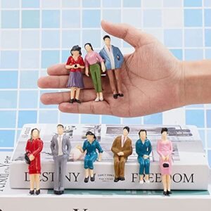 Namalu 14 Pcs 1: 25 Scale Miniature People Figurines Mini Architectural Plastic Figurines Dollhouse People Mini People Figures Painted Standing and Seat People for Miniature Scenes