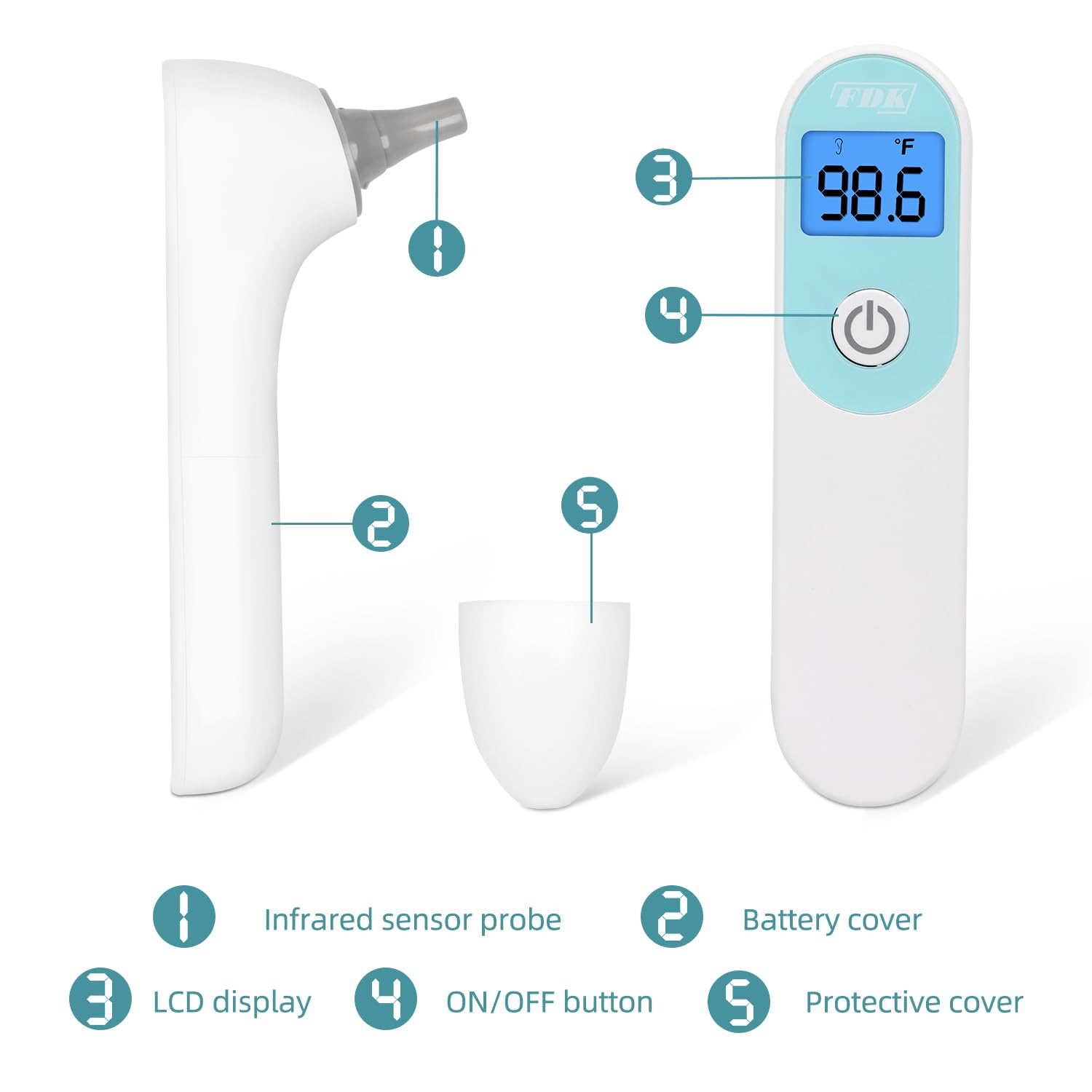 FDK Infrared Ear Thermometer-Accurate, Fast, and Easy to Use for Babies, Kids, and Adults