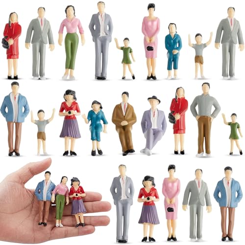 Namalu 14 Pcs 1: 25 Scale Miniature People Figurines Mini Architectural Plastic Figurines Dollhouse People Mini People Figures Painted Standing and Seat People for Miniature Scenes