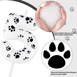 iNINGER White Number 3 Candle,Dog Paw Print Birthday Candles,Dog Paw Cake Toppers Candles for Numeral Birthday Candles for Boy Girl Dog Paw Birthday Decoration Cat Dog Party Supplies