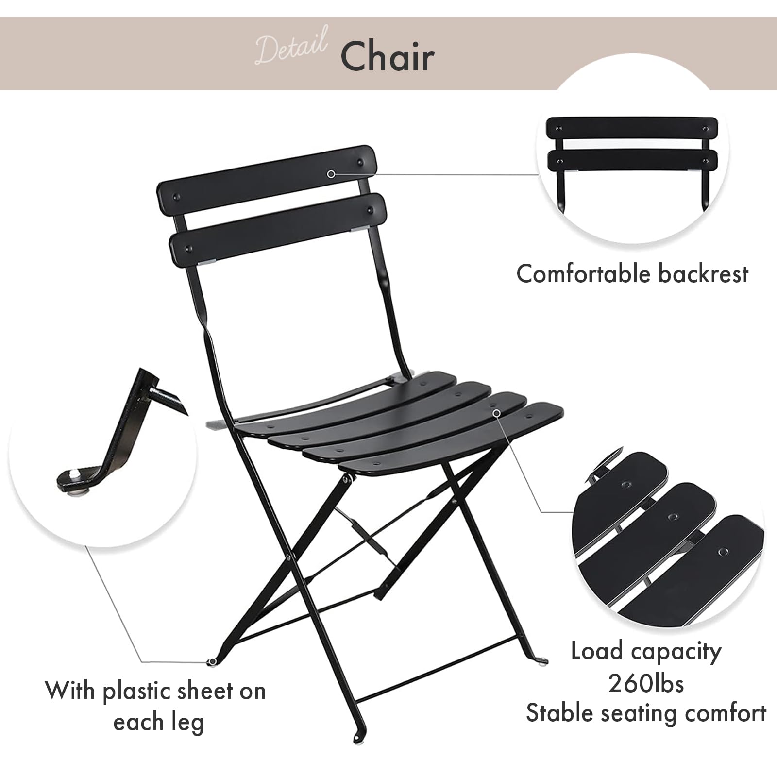 Indoor/Outdoor 3-Piece Foldable Bistro Set, Folding Outdoor Patio Furniture Sets, 2 Chairs and 1 Table, Weather-Resistant Outdoor/Indoor Conversation Set for Patio (Red)