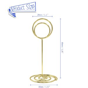 Waziaqoc 10Pcs Table Number Holders, Mini Round Place Card Holder, 3.35 Inch/85mm Short Table Number Stands for Wedding Party Graduation (Gold)