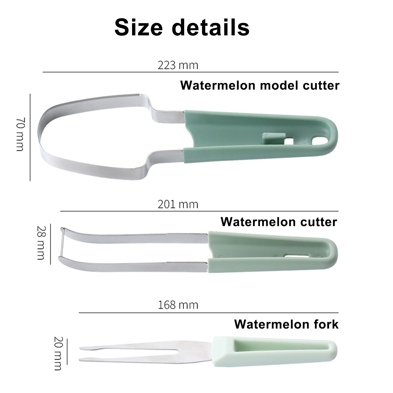 Generic 3-in-1 Watermelon Fork Slicer Cutter,2024 New Stainless Steel Fruit Cutter,Watermelon Cutter Knife Portability Fruit Fork for Camping Kitchen Gadgets, currency, Silver