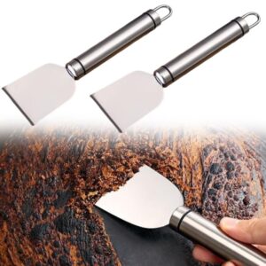 2 pack stove scrapper for tough case - wide using stainless steel scrapper for stove bbq grill kitchen - sticker glue refrigerator ice remover