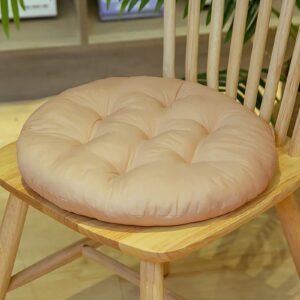 Generic Round Chair Cushions Set of 2 16 inch Comfortable Fluffy Tufted Round Chair Pads Outdoor All Weather Bistro Seat Cushions for Kitchen Home Bar Stool Garden Pation Furniture Brown