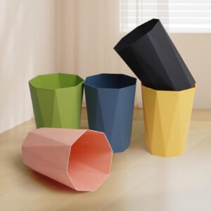 8 Pack Small Trash Can 2.6 Gallon Colorful Trash Can Wide Open Top - Diamond Shape - Thickened Trash Cans for Bedroom, Kids Trash Can Plastic Trash Bin for Bathrooms, Bedroom, Offices, 5 Colors