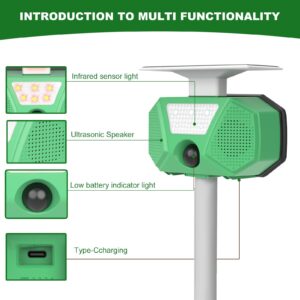 2024 Solar Ultrasonic Animal Repeller, Cat Repellent Outdoor, Dog, Squirrel, Raccoon, Skunk, Rabbit, Fox, Deer, Bird etc.Motion Detection, LED Flashing Light 027