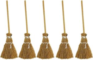 5pcs witch broom witch broom artificial mini broom miniature broom props mini straw broom fairy micro landscape decoration witch broomstick cinnamon broom sweeping