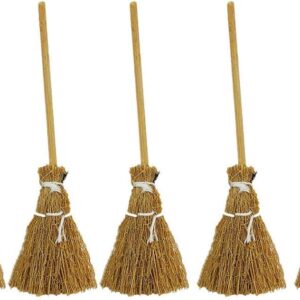 5Pcs Witch Broom Witch Broom Artificial Mini Broom Miniature Broom Props Mini Straw Broom Fairy Micro Landscape Decoration Witch Broomstick Cinnamon Broom Sweeping